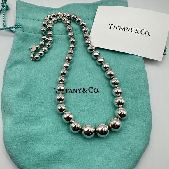 Authentic Tiffany & Co. Graduated Sterling silver ball necklace! - Picture 5 of 11